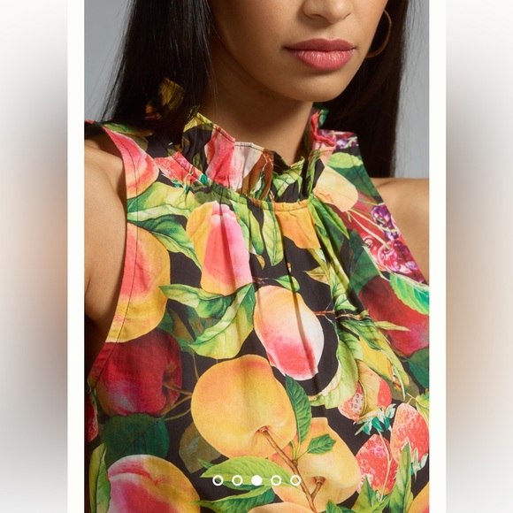 Anthropologie NWT Maeve Poplin Ruffle-Neck Halter Tank size XXS. - Picture 3 of 6